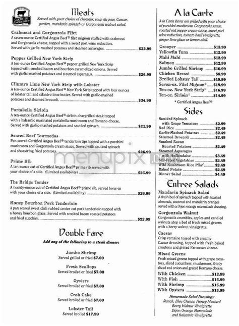 bridge tender restaurant wilmington nc menu